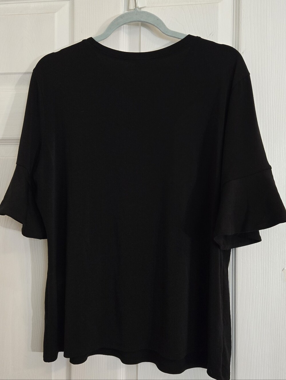 Worthington Black Ruffle-Sleeve Short-Sleeve Tee - Picture 2 of 3